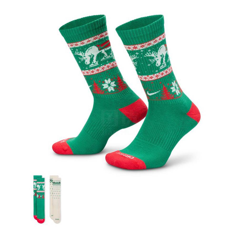 NIKE耐克 中性支撑舒适中筒运动袜(2双)HV6939-901